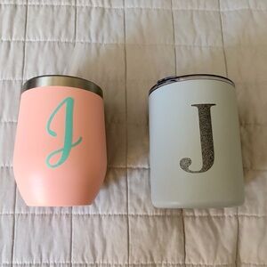 Monogrammed Insulated Tumblers - Pink and Gray